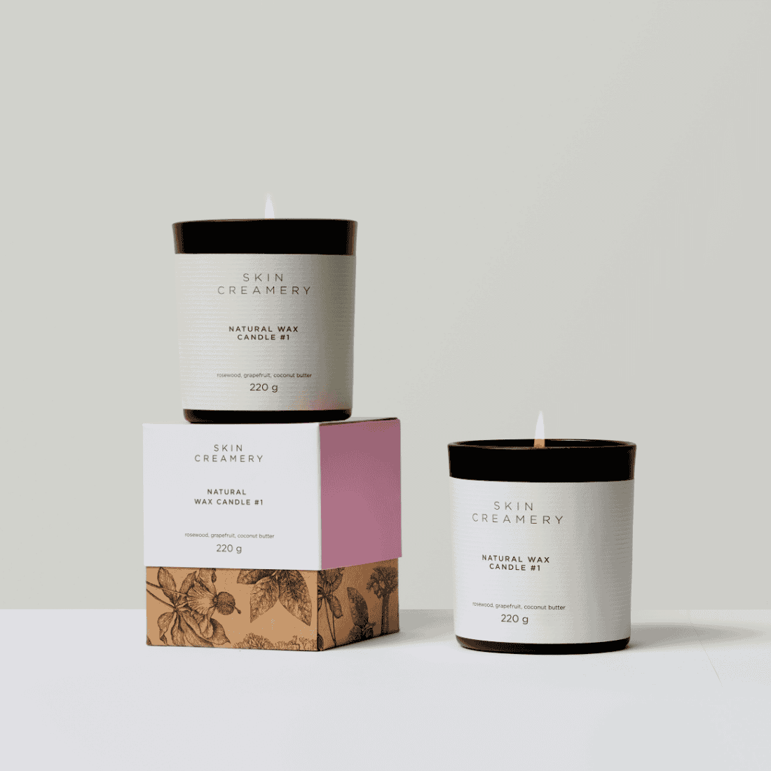 Natural Wax Candle #1 | Rosewood, Grapefruit & Coconut Butter | 220 g